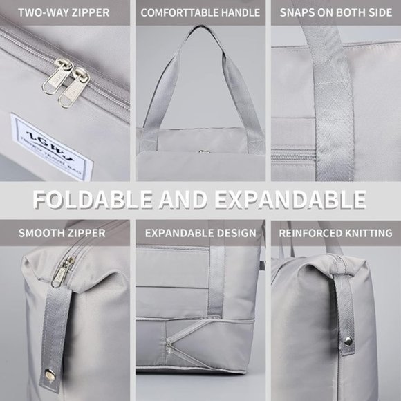 Women Waterproof Fold-able and Expandable‎ Weekender Travel Duffed Tote Bag - Picture 6 of 7